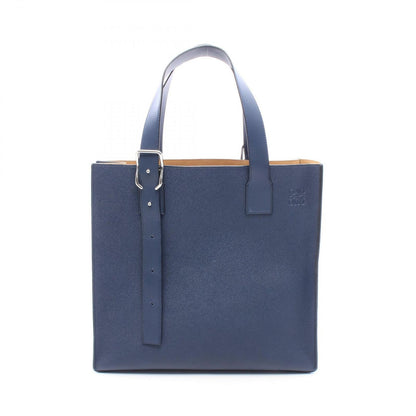 Loewe Tote Bag Buckle Horizontal Anagram Navy Leather