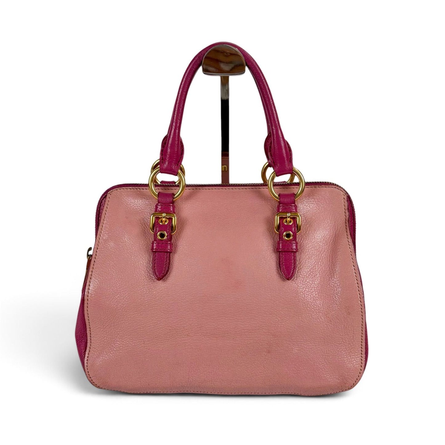 Miu Miu Madras Leather Top Handle Bag Pink — view 2