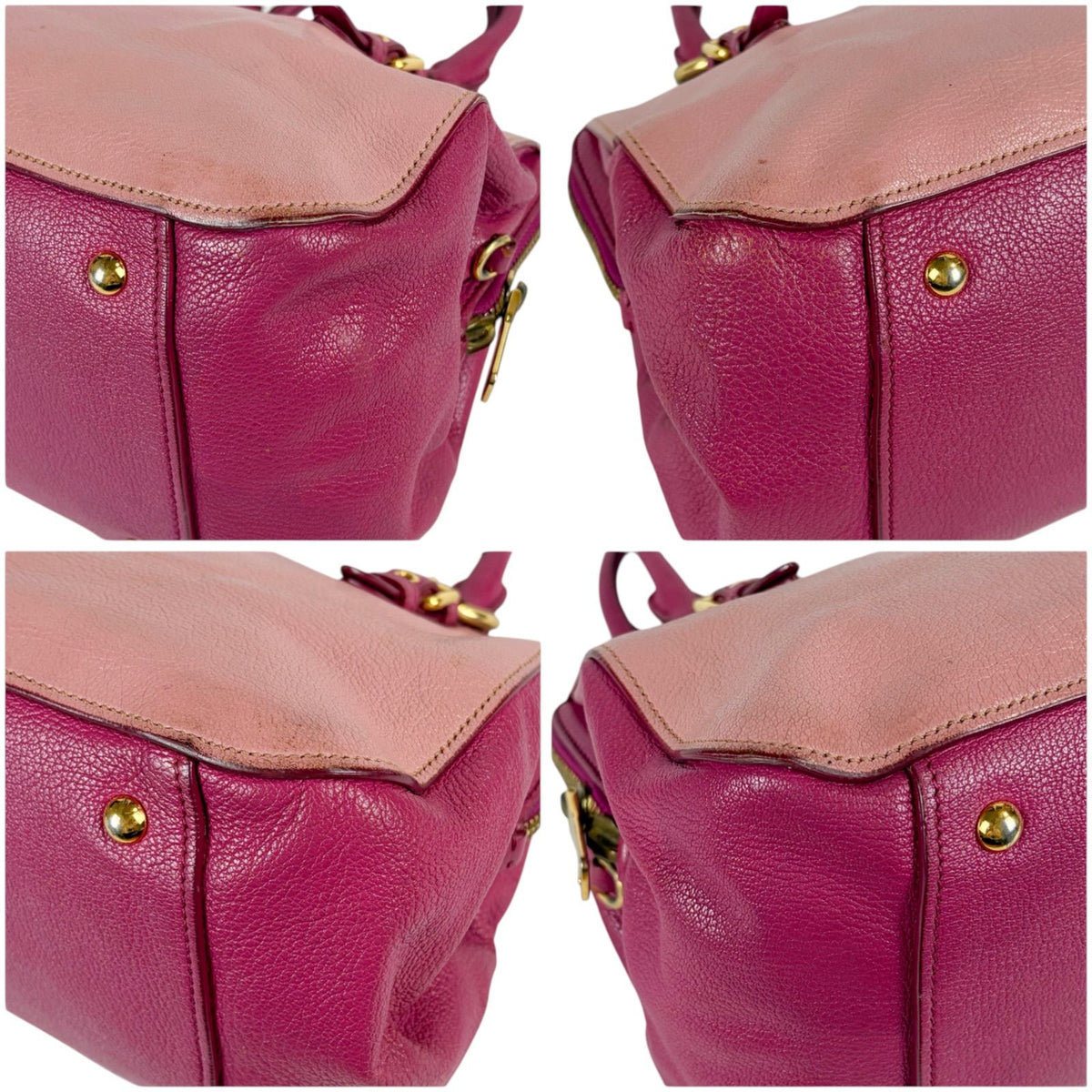 Miu Miu Madras Leather Top Handle Bag Pink — view 5