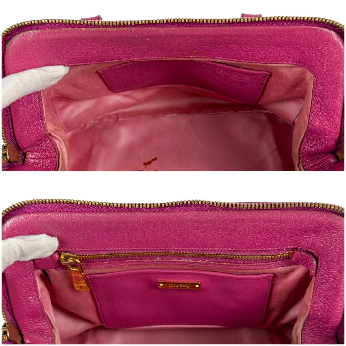 Miu Miu Madras Leather Top Handle Bag Pink — view 8