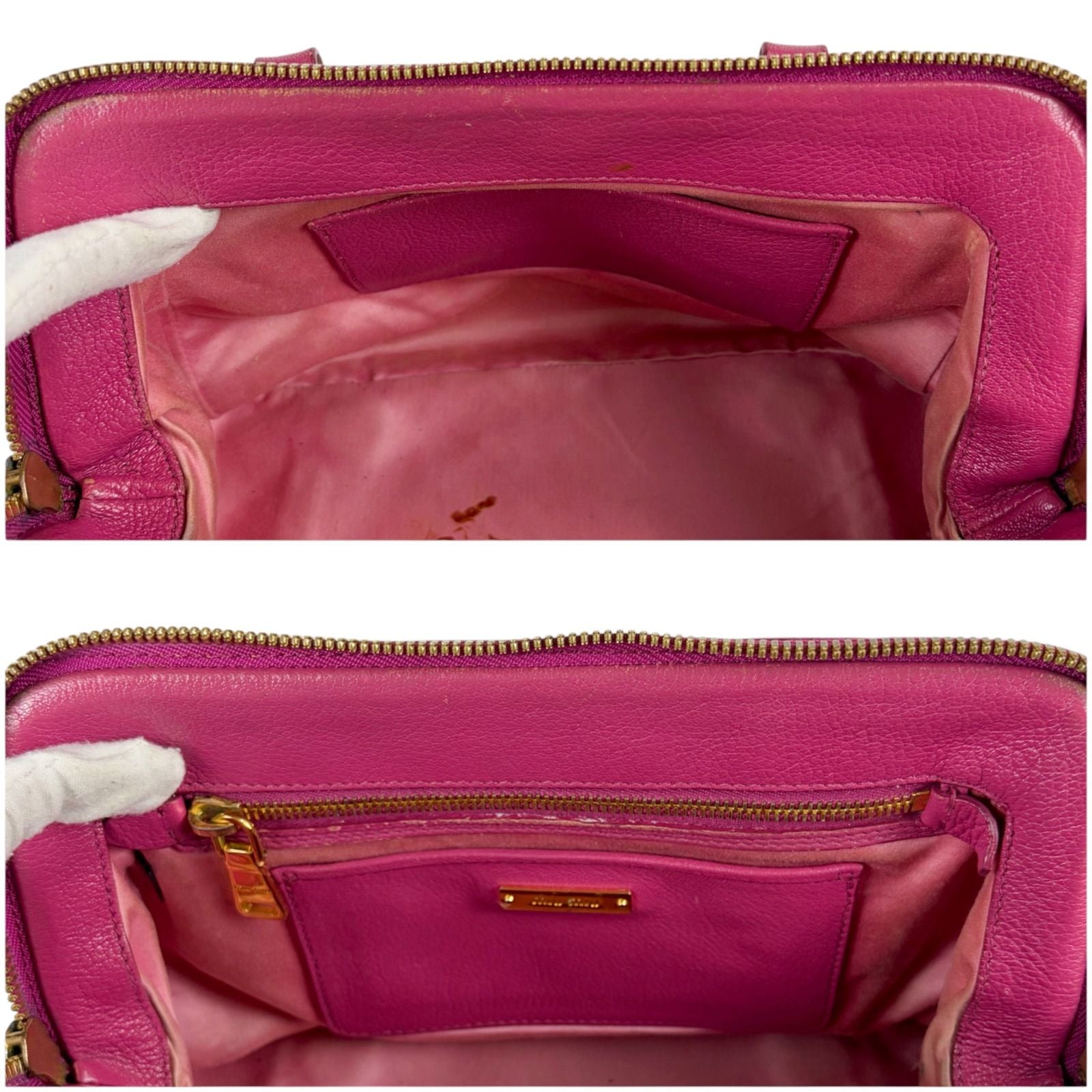 Miu Miu Madras Leather Top Handle Bag Pink — view 8