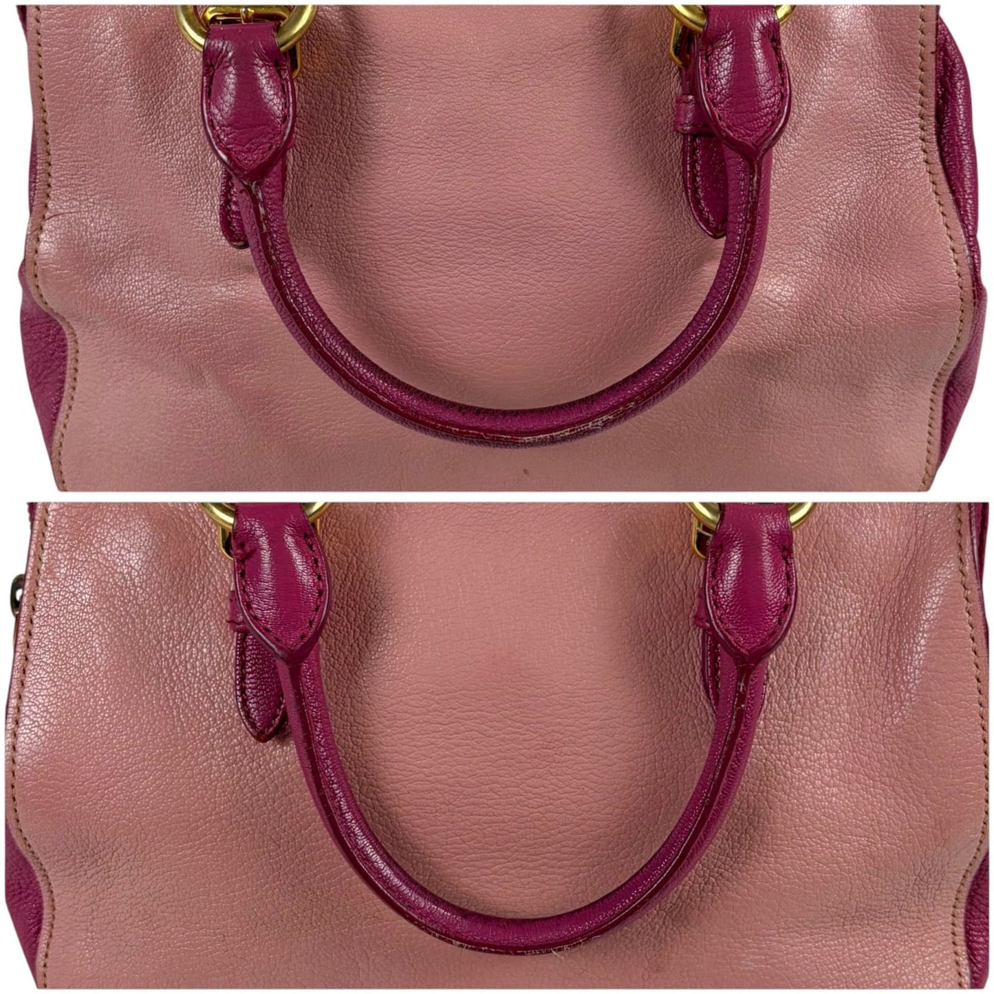 Miu Miu Madras Leather Top Handle Bag Pink — view 7