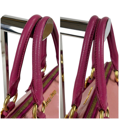Miu Miu Madras Leather Top Handle Bag Pink — view 6