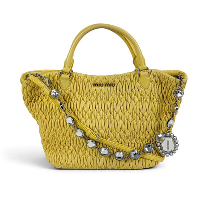 Miu Miu Matelasse Leather Nappa Crystal 2-Way Hand Tote