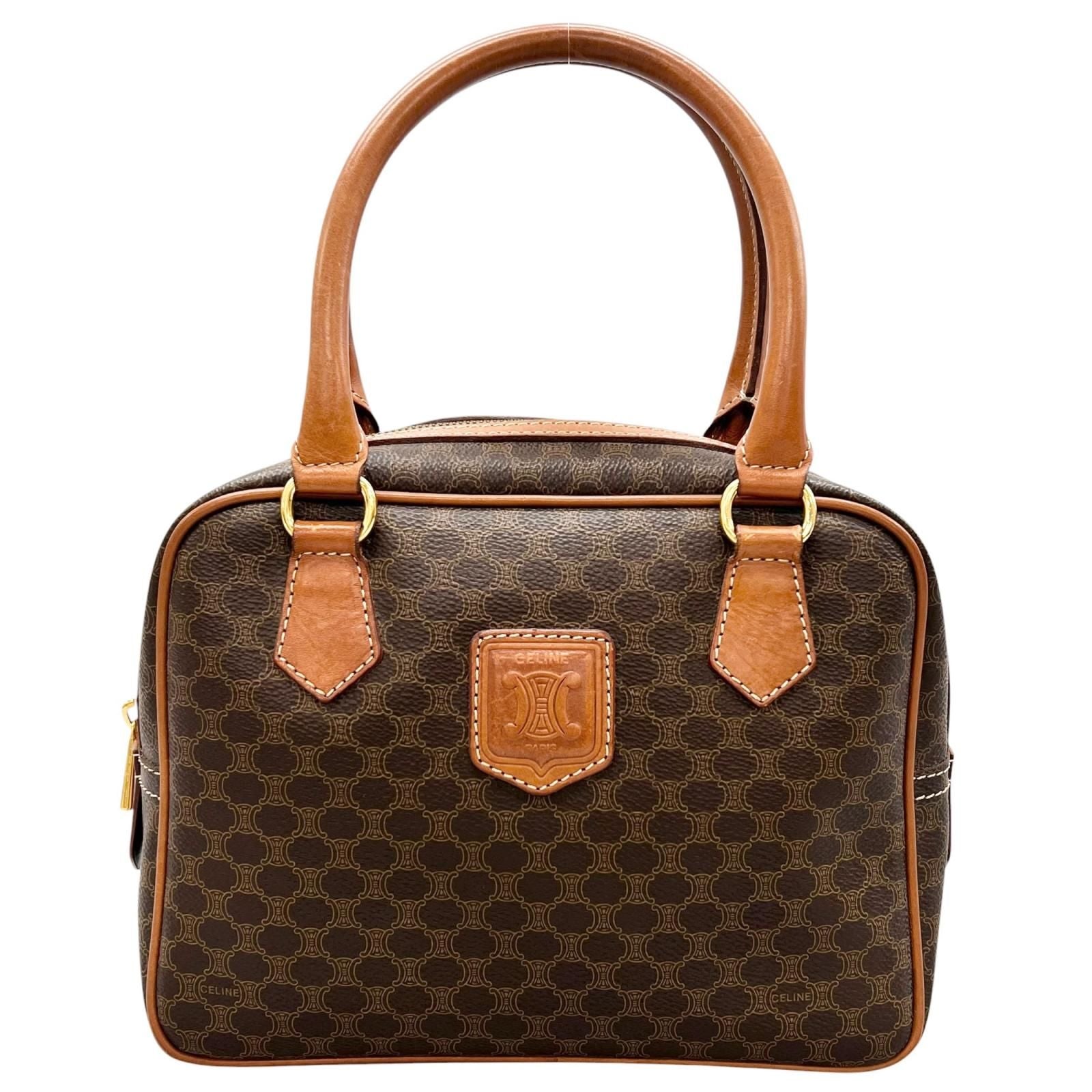 Celine Macadam Handbag Leather Brown