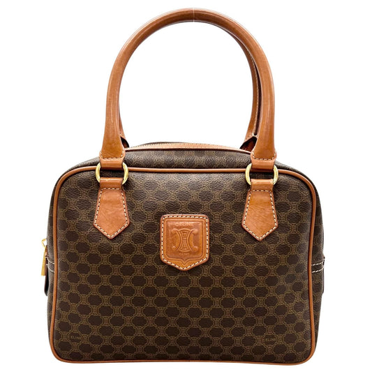 Celine Macadam Handbag Leather Brown
