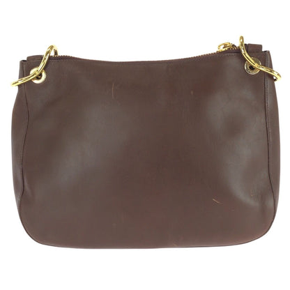 Prada Vintage Embossed Logo Brown Gold Leather Shoulder Bag — view 2