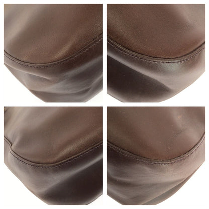 Prada Vintage Embossed Logo Brown Gold Leather Shoulder Bag — view 3