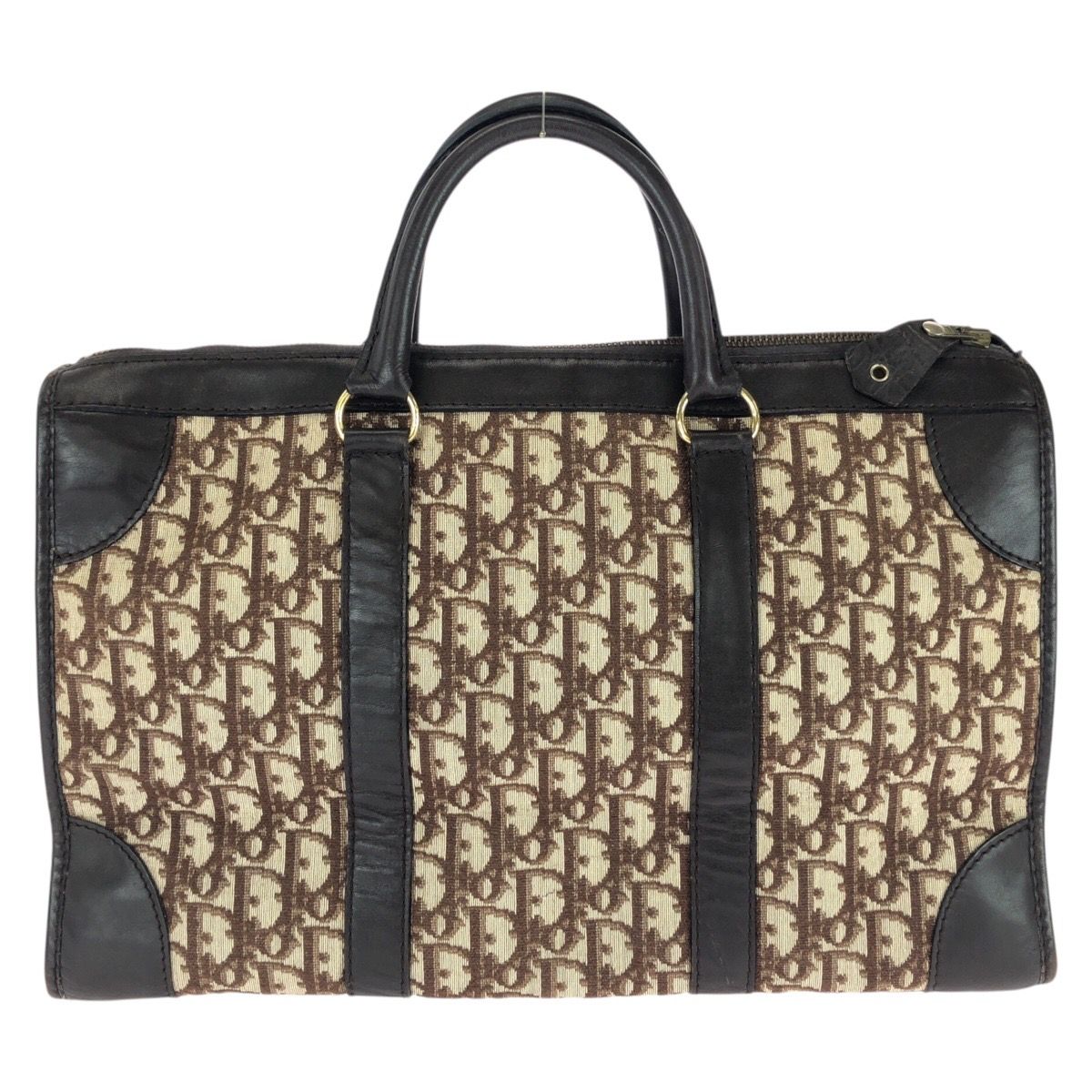 Dior Vintage Trotter Brown Canvas Leather Boston Bag Business — view 2