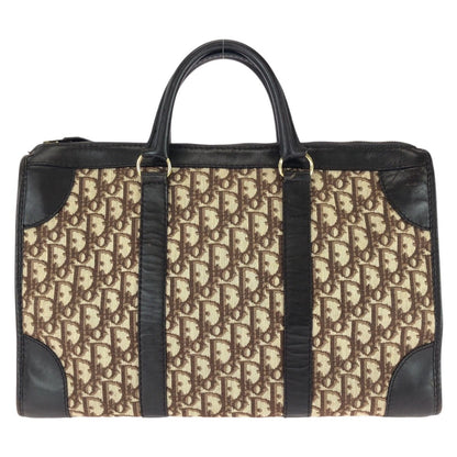 Dior Vintage Trotter Brown Canvas Leather Boston Bag Business