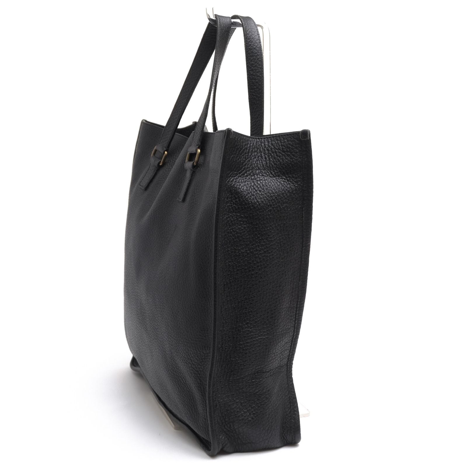 Prada Tote Bag Leather Black Shrink — view 4
