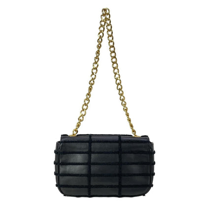 Celine Shoulder Bag Matelasse Monochrome Black Chain Leather — view 3