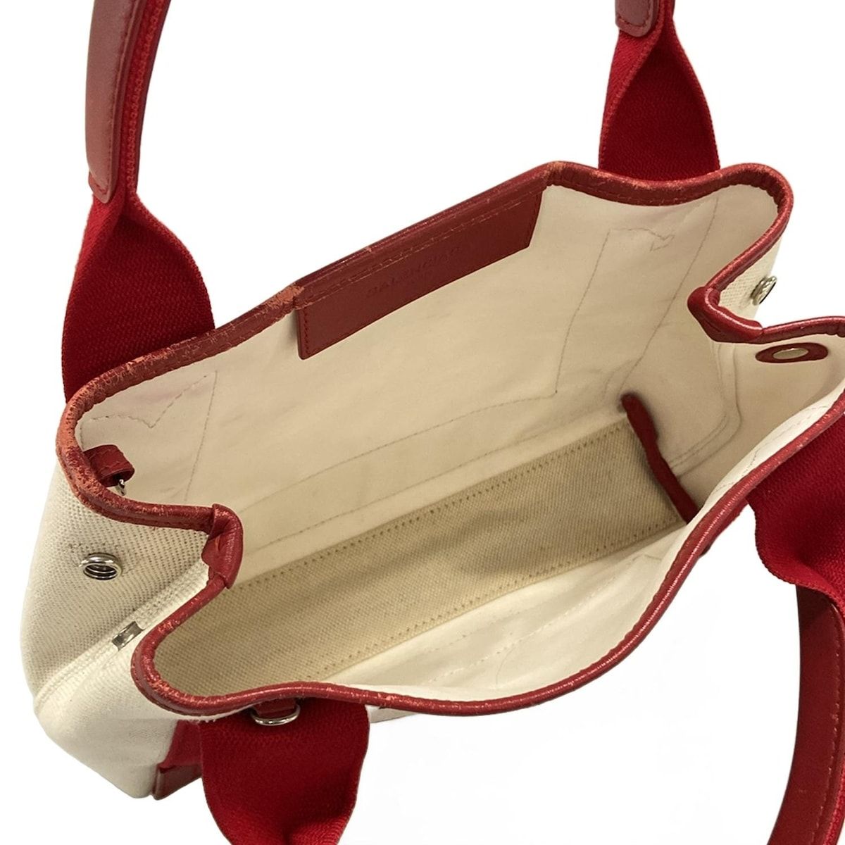 Balenciaga Tote Bag Navy Cabas XS Ivory Red Leather — view 7