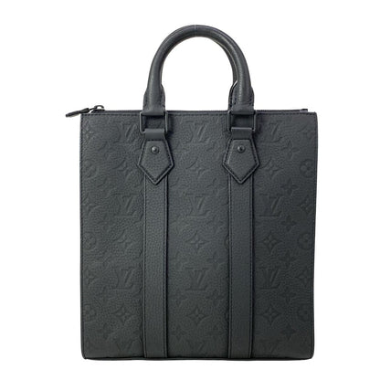 Louis Vuitton Handbag Taurillon Monogram Sac Plat Cloth Noir Leather Cowhide