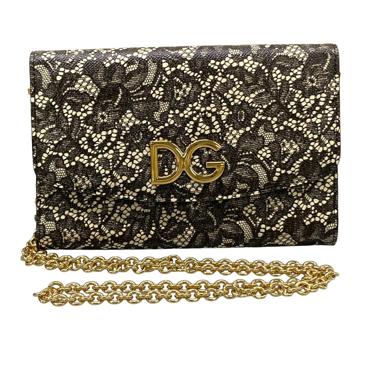 Dolce & Gabbana Wallet Black Ivory Chain Shoulder Bag