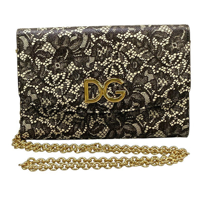Dolce & Gabbana Wallet Black Ivory Chain Shoulder Bag
