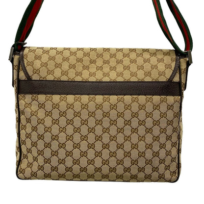 Gucci Shoulder Bag GG Pattern Sherry Beige Dark Brown Leather — view 3