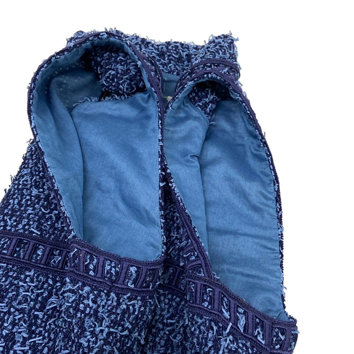 Chanel Dress M Blue Tweed Zip Up Cotton 38 — view 7