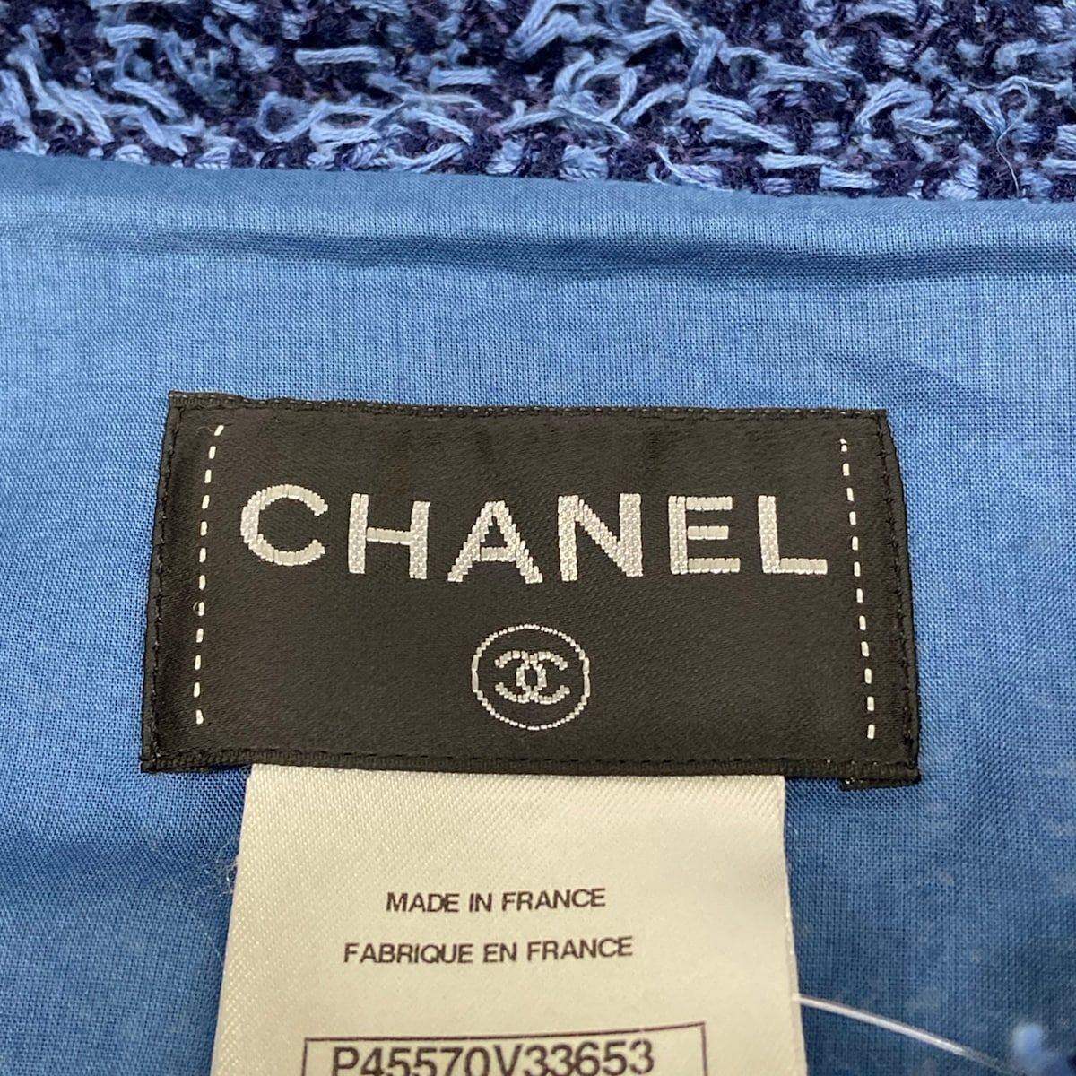 Chanel Dress M Blue Tweed Zip Up Cotton 38 — view 3