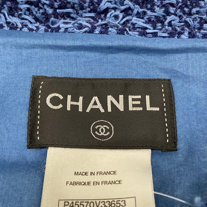 Chanel Dress M Blue Tweed Zip Up Cotton 38 — view 3