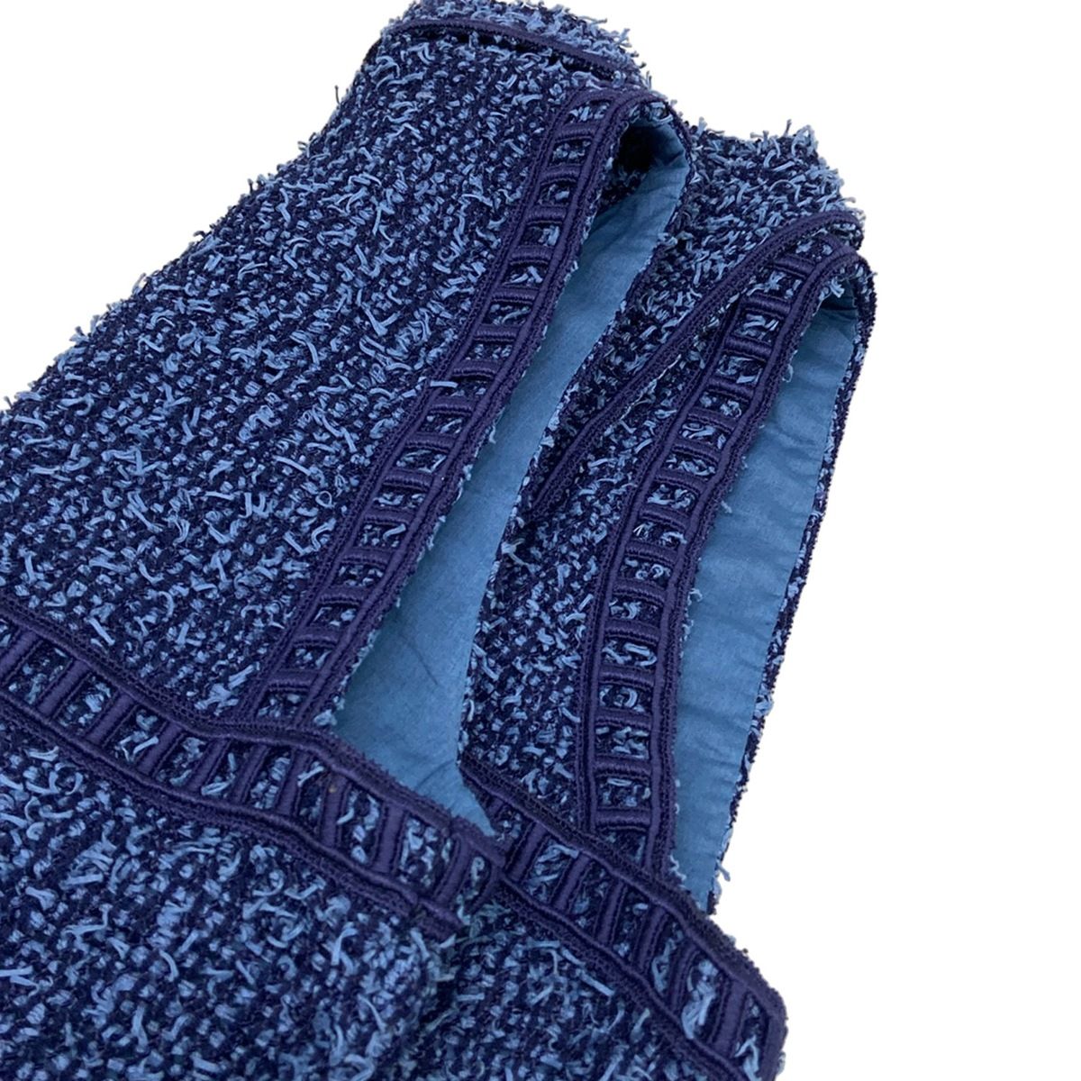Chanel Dress M Blue Tweed Zip Up Cotton 38 — view 6