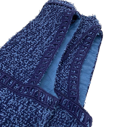 Chanel Dress M Blue Tweed Zip Up Cotton 38 — view 6