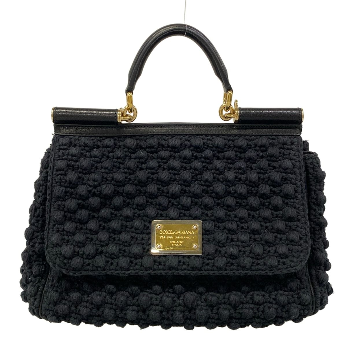 Dolce & Gabbana Handbag Sicily Black Cotton Leather