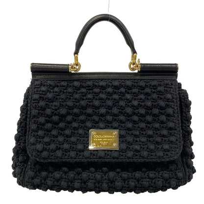 Dolce & Gabbana Handbag Sicily Black Cotton Leather