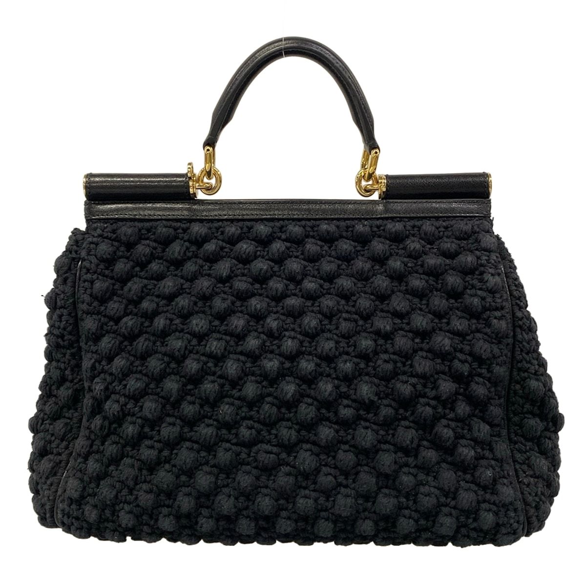Dolce & Gabbana Handbag Sicily Black Cotton Leather — view 3