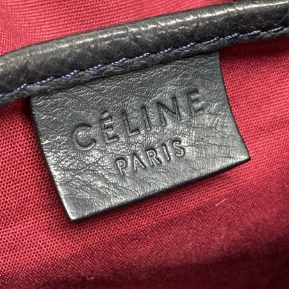 Celine Shoulder Bag Macadam Pattern Light Gray Dark Navy Leather — view 8