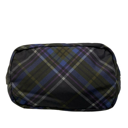 Prada Tote Bag Black Navy Green Plaid Reversible — view 5
