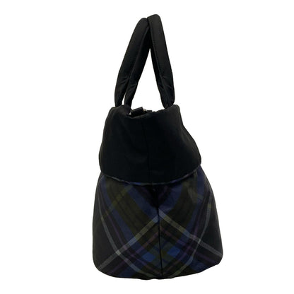 Prada Tote Bag Black Navy Green Plaid Reversible — view 4