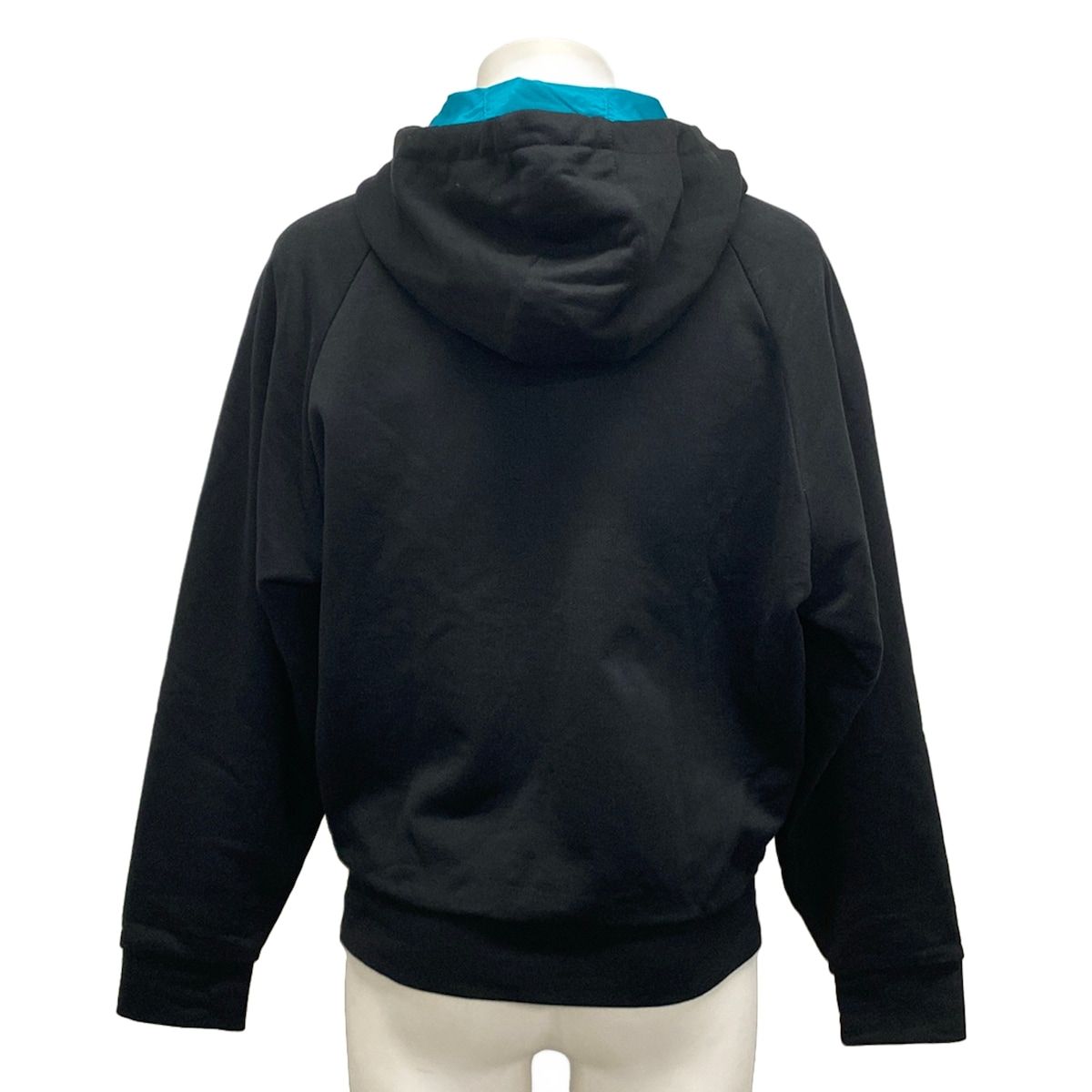 Prada Hoodie Black Light Blue Triangle Logo Reversible Cotton XS — view 2
