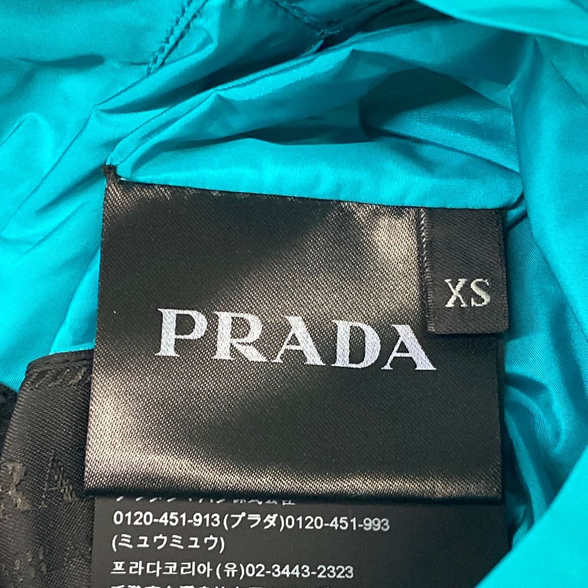 Prada Hoodie Black Light Blue Triangle Logo Reversible Cotton XS — view 6