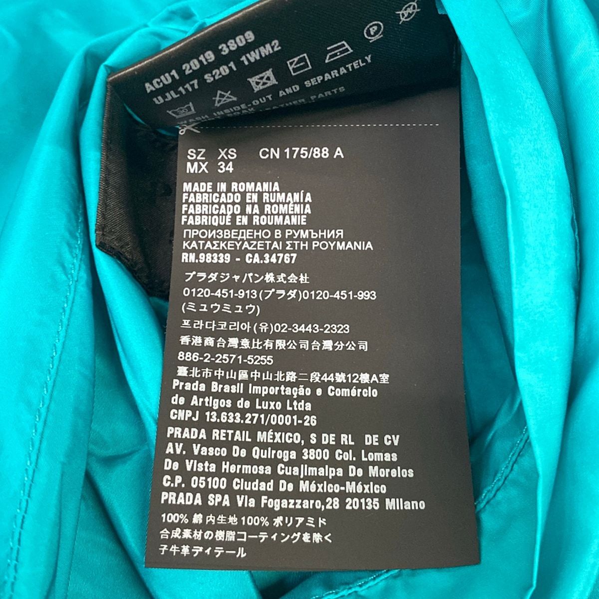 Prada Hoodie Black Light Blue Triangle Logo Reversible Cotton XS — view 5
