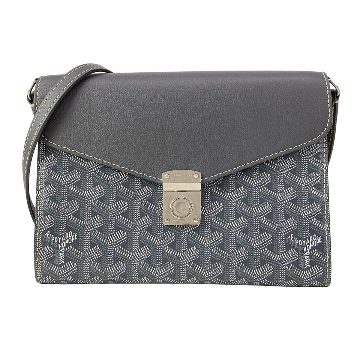 Goyard Shoulder Bag Sheepskin Gray Removable Strap Leather