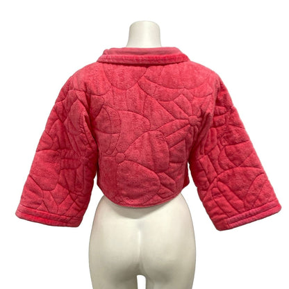 Chanel Jacket S Pink Pile Zip Up Short Length Cotton 34 — view 2