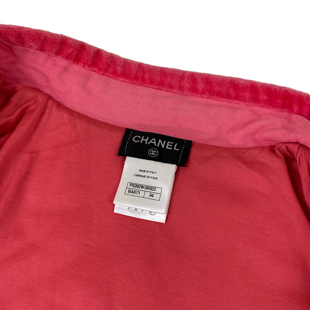 Chanel Jacket S Pink Pile Zip Up Short Length Cotton 34 — view 7