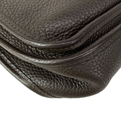 Hermes Shoulder Bag Evelyne MM Dark Brown Silver — view 8