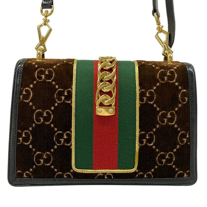 Gucci Shoulder Bag Sylvie Small Dark Brown Black Multi Leather — view 3