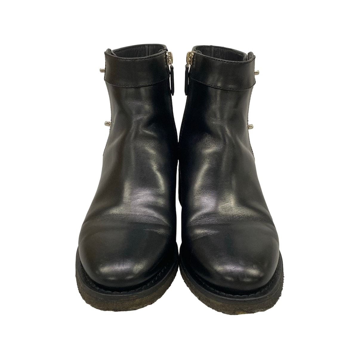 Chanel Short Boots Black Silver CC Logo Turnlock Leather — view 5