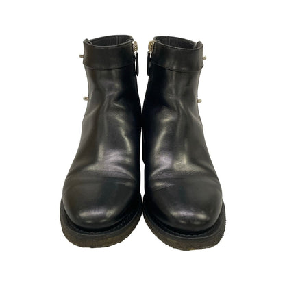 Chanel Short Boots Black Silver CC Logo Turnlock Leather — view 5