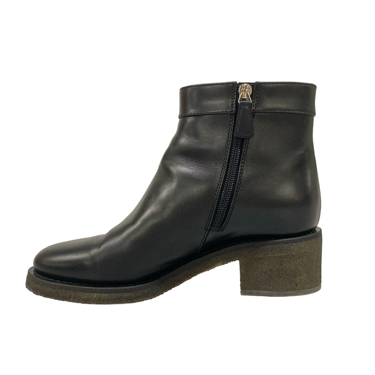Chanel Short Boots Black Silver CC Logo Turnlock Leather — view 3