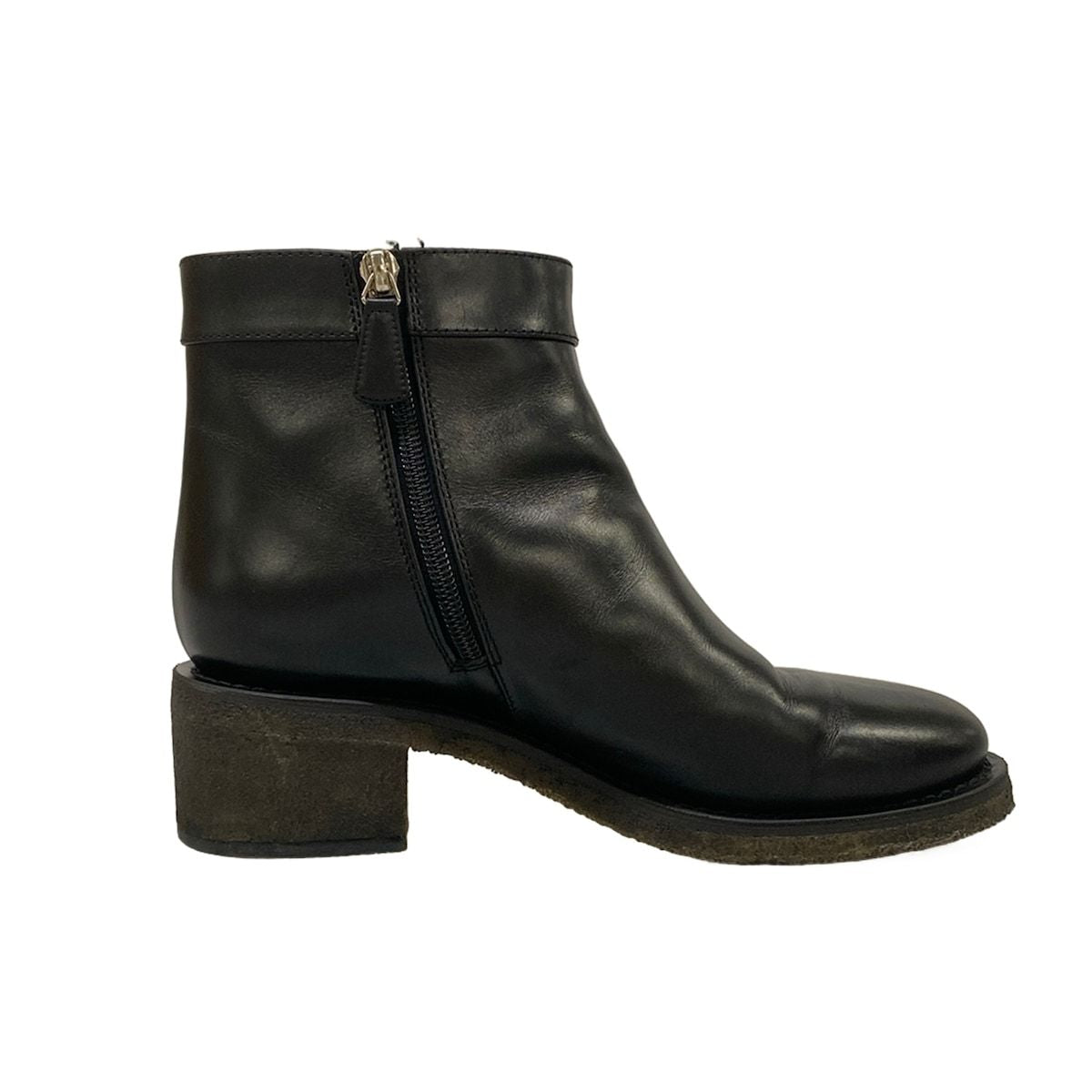 Chanel Short Boots Black Silver CC Logo Turnlock Leather — view 2