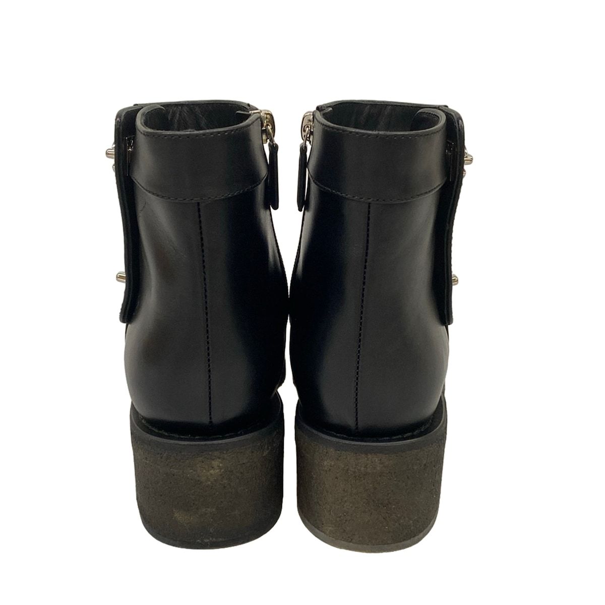 Chanel Short Boots Black Silver CC Logo Turnlock Leather — view 6