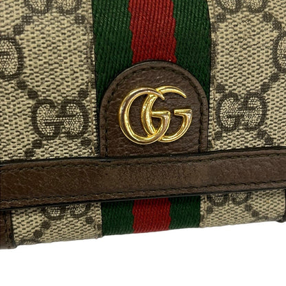 Gucci Trifold Wallet Ophidia Dark Brown Beige Multi Leather — view 7