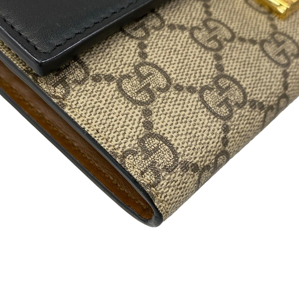 Gucci Wallet Padlock GG Plus GG Supreme Dark Brown Beige Black Chain Leather — view 7