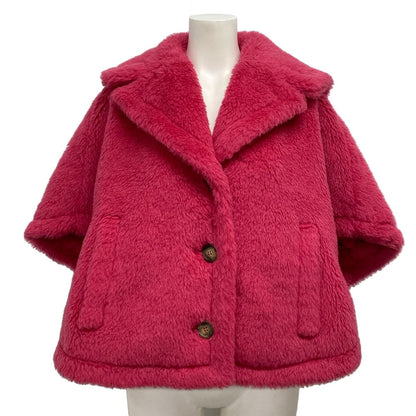 Max Mara Poncho SM Teddy Bear Cape Pink Alpaca