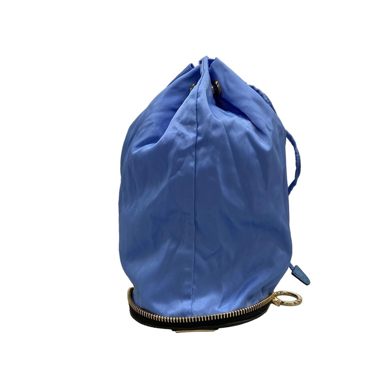 Prada Pouch Light Blue Black Drawstring Foldable Leather — view 7