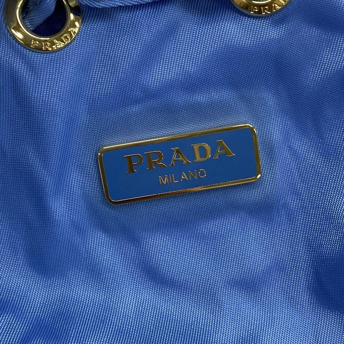 Prada Pouch Light Blue Black Drawstring Foldable Leather — view 5